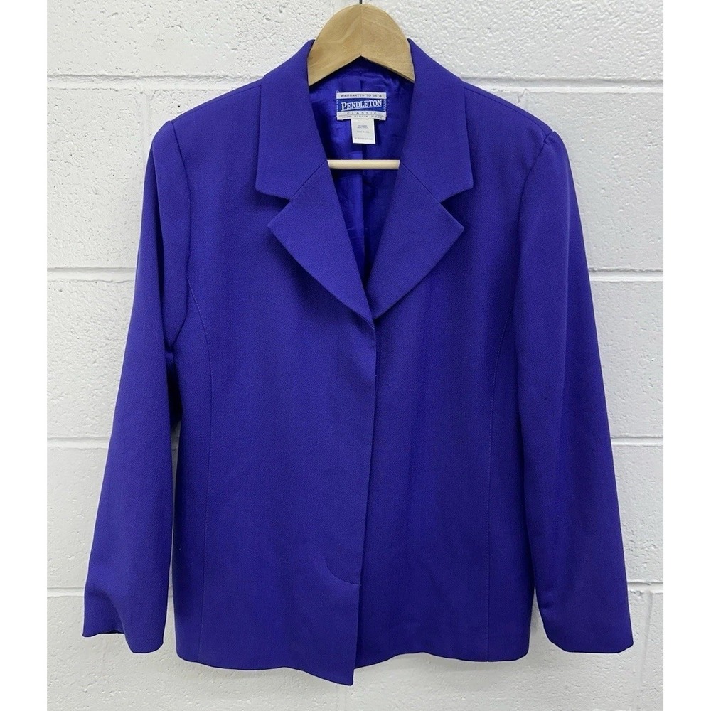 VTG Pendleton Women's Size 12 100% Virgin Wool Purple Blazer Jacket USA Made